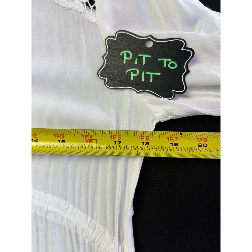 Mlle Gabrielle Dress M 3/4 Sleeve Tie Waist Crocheted Trim‎ Boho Coastal Fairy - Picture 9 of 14